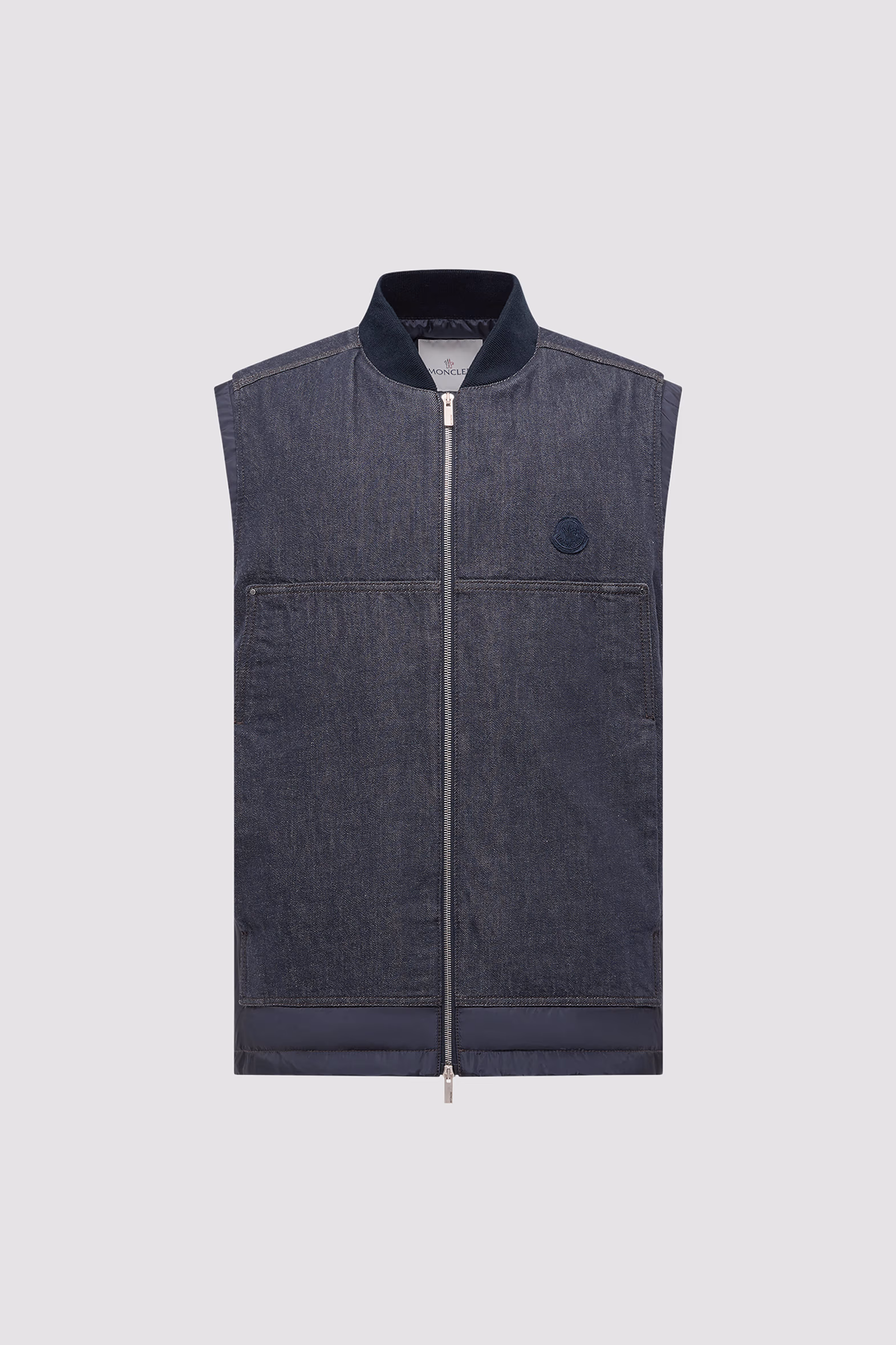 Ranche Denim Down Vest Men Denim Blue Moncler 2